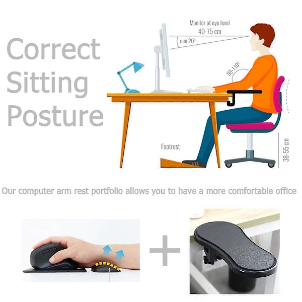 Datorarmstöd för skrivbordsförlängare, Ergonomiskt armstöd