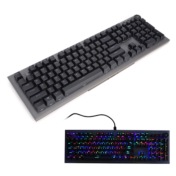 MAGICREFINER Mekanisk tastatur NKey Rollover Ingen forsinkelse 104 taster RGB Gaming tastatur til computer