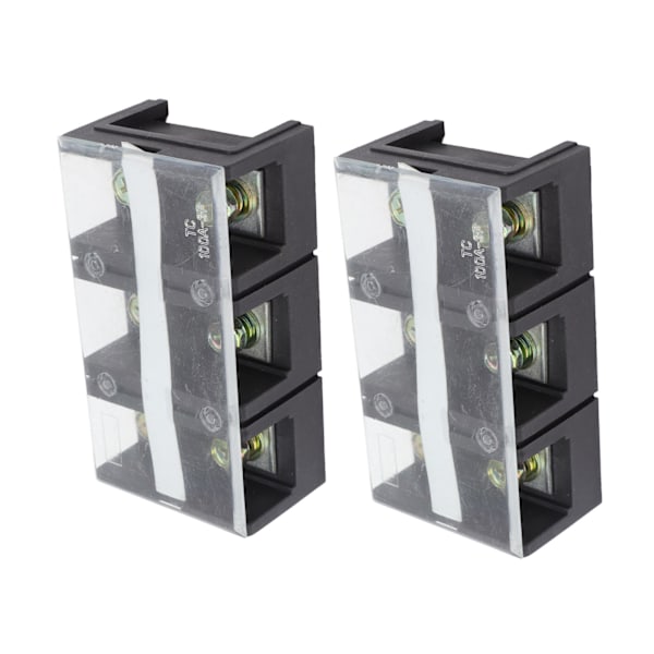 2stk Wire Barrier Block Terminal Strip 600V 100A TC Fast Jern Dual Rader Terminal Strip med deksel Svart 3 Posisjoner (1003)
