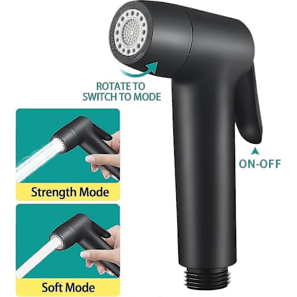 Håndholdt bidetsprøyte for toalett, bærbar kjæledyrdusj, toalettvannsprøyte, bidetfeste, baderomsspray for personlig hygiene (bidetsprøyte H1 Svart)