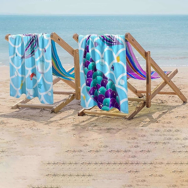 2025 Ny Sjöjungfru Badhandduk - 160 x 80 cm Badlakan för Barn Bomull Frotté Mjuk Hudvänlig Absorberande Rese Dusch Simning Camping Handduk