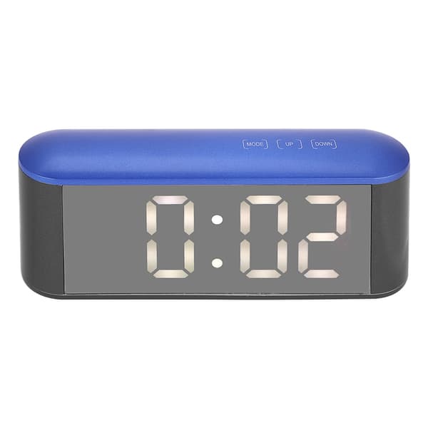 Termometer Elektronisk Speiloverflate Digital Vekkerklokke Med Snooze (Blått Skall Hvit Nummer)