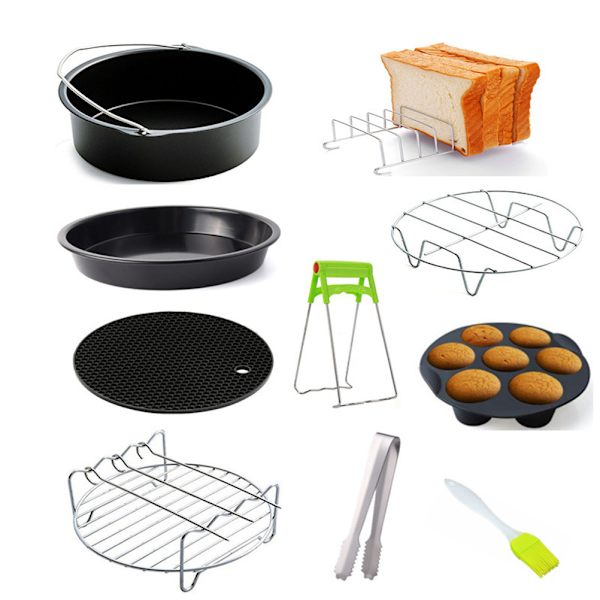 10 stk Airfryer Bagetilbehør 3.2Qt-5.8Qt Airfryer Til Pizzaer Kager Brød Quiches Pandekager 8 7 6 tommer Valgfrit