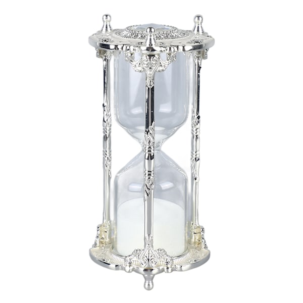 Antik Sand Timeglas Timer Metal Elegant 15 Minutter Dekorativ Timeglas til Bryllup Hjemmekontor Hvid