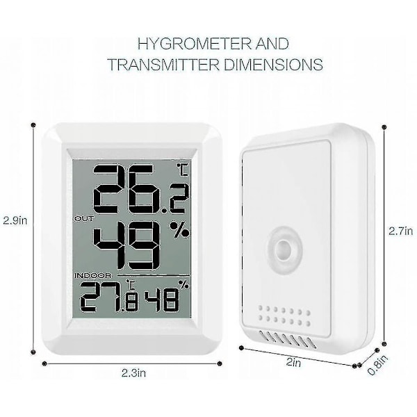 Trådlös Inom- och Utomhustermometer och Hygrometer med Vit Sensor