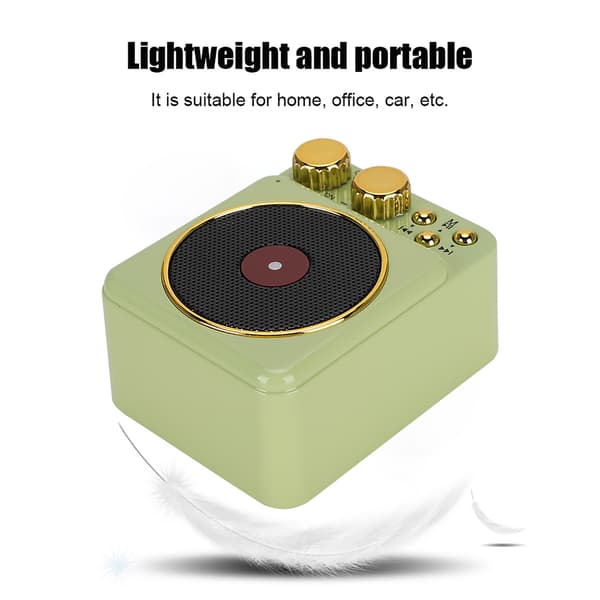 DC 3.7V Retro Bluetooth 5.0 Højttaler med Smart Audio Stemmeudsendelse til MP3 / TF-kort Grøn