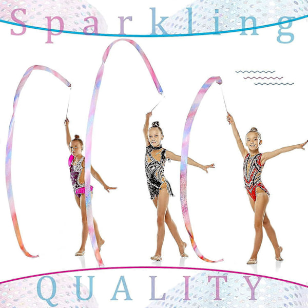 5/10 stk. Blinkende Stjerne Gymnastikbånd Dansebånd Rytmisk Kunstnerisk Gymnastik Ballet Streamer Snurrestang Regnbuestav Træning 2M/4M 10 stk. Sort 2M