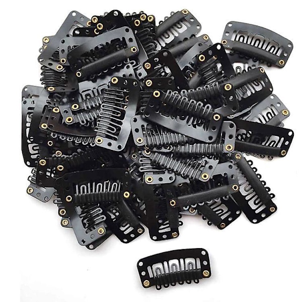 Hårförlängningsklämmor U-formade - 50-pack, 1.25 tum (Svart)