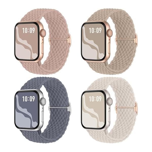 Flettet elastisk Solo Loop kompatibel med Apple Watch-rem 38mm 40mm 41mm 42mm 44mm 45mm 46mm 49mm for kvinner menn, nylon elastiske stropper armbånd for