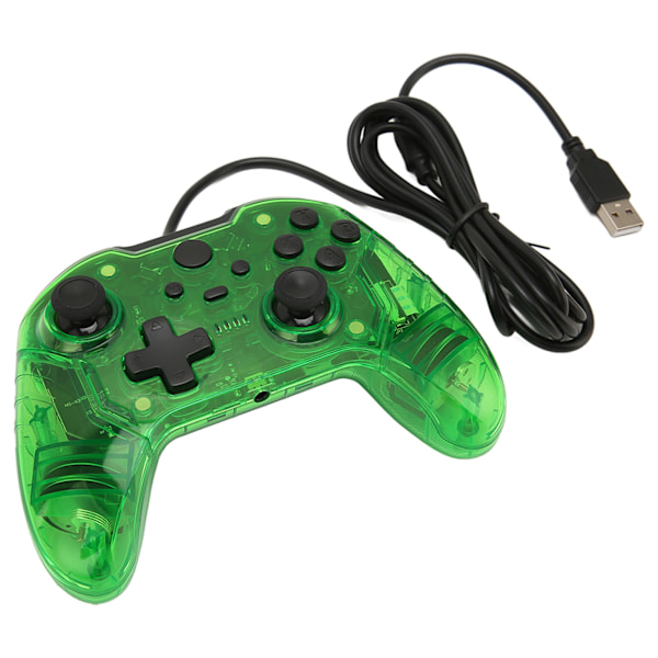 Trådbunden spelkontroll Dubbel vibration RGB Transparent skal Gamepad Joystick för Xbox PC Grön