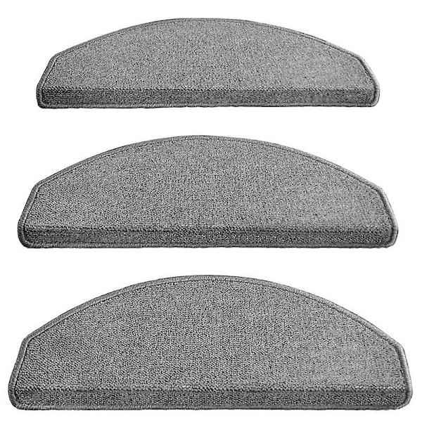 65*24*3 cm Trappsteg - Set med 2 trappstegsmattor - Självhäftande trappmatta - Halkskyddsmatta för inomhusbruk, Halvrund halkskyddslist, Brun, Polypropen