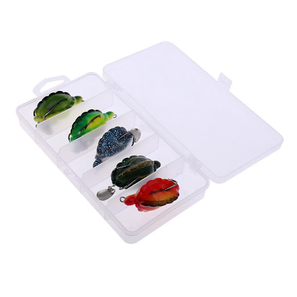 5 st Toppvatten Fiskedrag Krokbeten Crankbait Spinner Sköldpadda med Sked