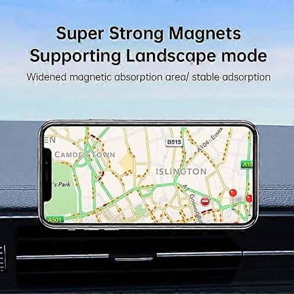 Magnetisk biltelefonholder (sort), universal magnetisk holder med 360 graders rotation, magnetisk telefonholder kompatibel med alle Samsung iPhone smartphones,