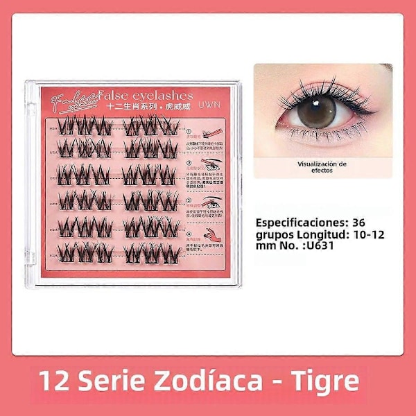 Limfria Falska Ögonfransar Zodiac-serien 12 Tecken C-Kurvor 0.05mm Segmenterade Självhäftande Syntetiskt Hår Längd 1cm-1.5cm U631
