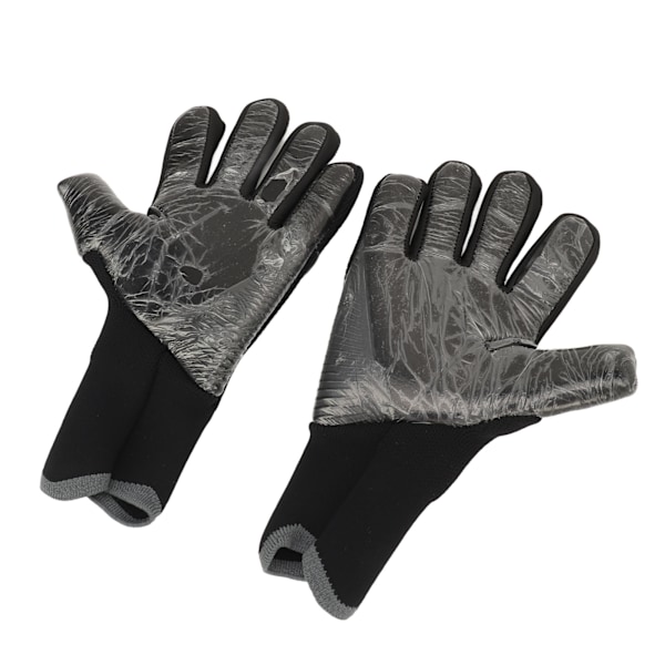 2 stk. Fodboldmålmandshandsker Sorte Anti-Slip Latex Åndbar Ekstra Fingerspidsbeskyttelse Målmandshandsker til Fodboldkonkurrence Nummer 7.