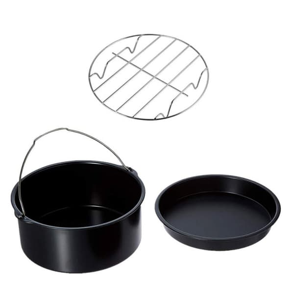 Frituregryde Tilbehør Rustfrit Stål Bagekageform Pizzapande Grill Non-stick Belægning Tåler Opvaskemaskine Sort 8in