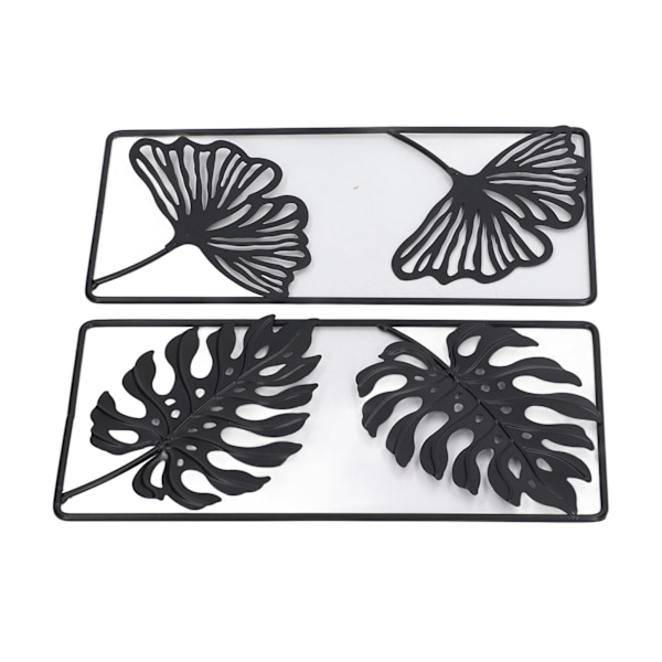 2 stk. Bladstatue Sort Stil Prægning Design Metal Material Dekorative Moderne Blad Skulpturer til Kontor