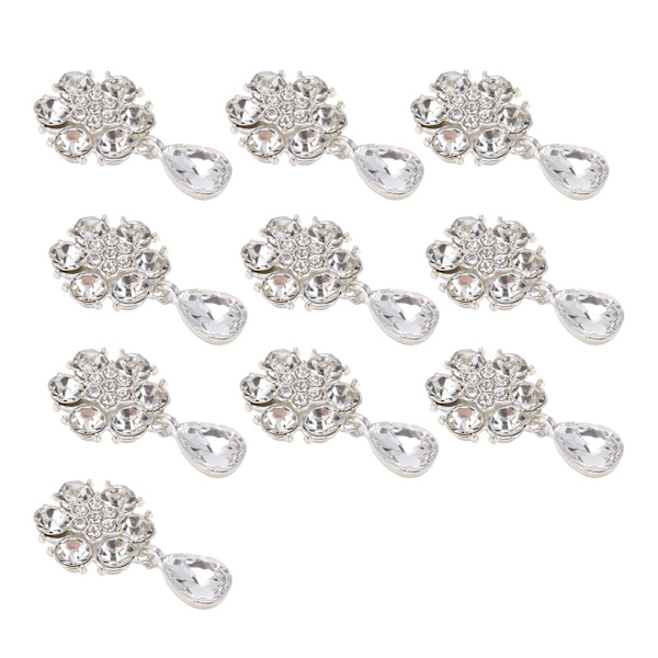 10 stk. Rhinestone Broscher Krone Seks Kronblade Opal Perle Brosche Nåle til Tøj Sko Tasker Hår Tilbehør Dekoration 2,2x4cm Hvid Seks Kronblade