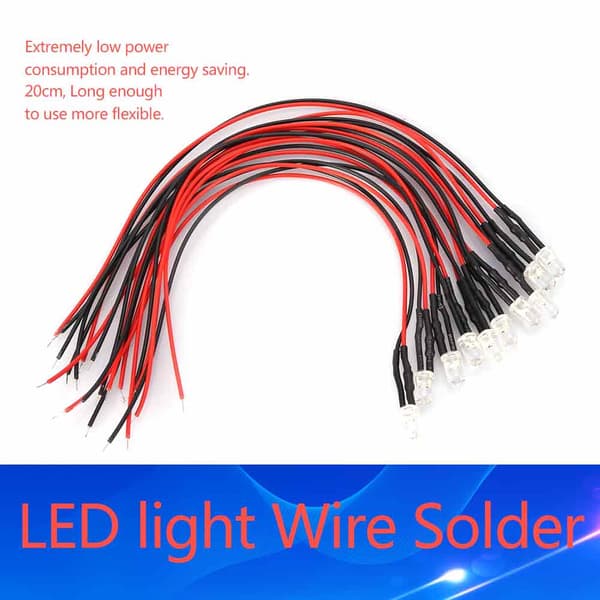 10 stk 12v 3mm LED lysdiode kablet flerfarget LED lyskabel 20cm 0.06W (rosa)