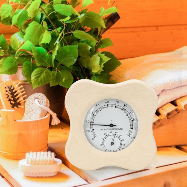 Basturum 2 i 1 Trä Termo Hygrometer Termometer Hygrometer Ångbastu Tillbehör