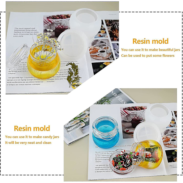 Flaske Resin Form, Pudding Glas Silikone Resin Form, Resin Glas Form Med Låg Til DIY Opbevaringsflasker Organiseringsbeholder, Resin Epoxy Støbehåndværk