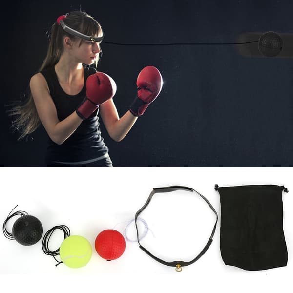 3-pack Silikagel Fight Ball Reflex Boxning React Träning Boxare Speed Punch med Huvudband