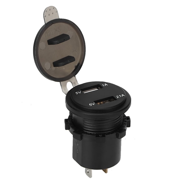 5V/1A 5V/2.1A Dubbla USB-portar Billaddare Spänningsdisplay Digital Voltmeter Fordon IP66 Vattentät Blå DC12‑24V