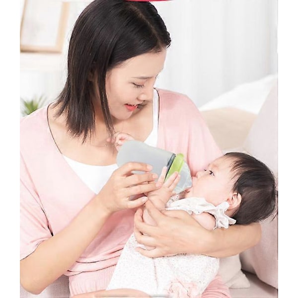 Grønn 2 stk 220ml Fleksibel Tut Kopp med Sugerør Lærekopp Baby Anti-fall Babyutstyr Sugerør Andenebb Barn Drikker Melk Bred Kaliber Anti-kvelning Siliko