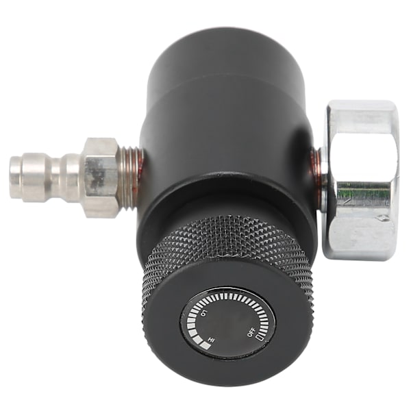 Säädettävä CO2-täyttöadapteriventtiili 8 mm:n urosliittimellä ASA 3000 psi:n painemittarilla, musta