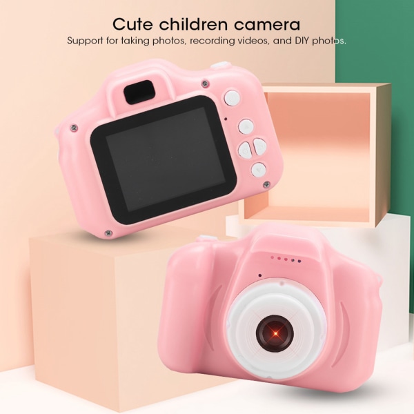 Bærbar Mini Barn Kid Digital Video Kamera Leke med 2,0 tommer TFT Farge Skjerm Rosa