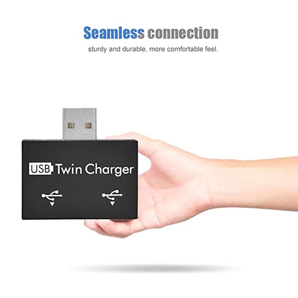 Mini USB-hub - 2-porters USB Twin-lader Splitter Adapter-konverter for PC USB Flash-stasjoner