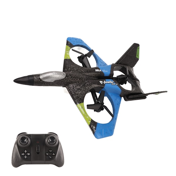 RC-flygplan med LED-lampa 2,4 GHz Super Remote Glider för pojkar och flickor födelsedagspresenter Blå tre batterier