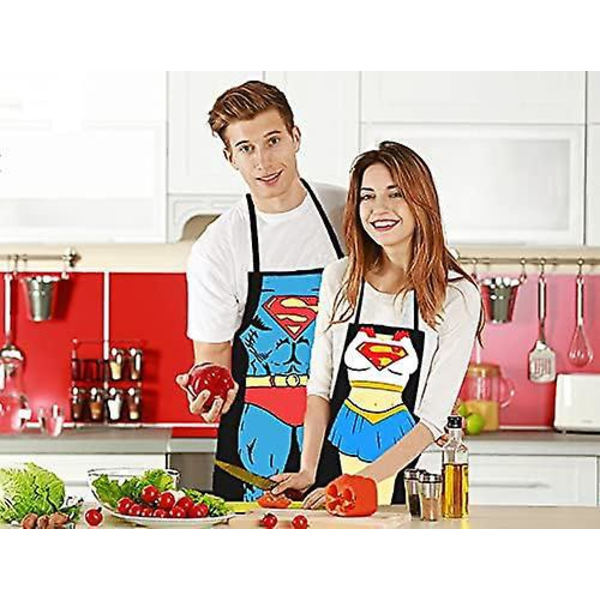 Supermann parforklesett - 2 stk, unisex kjøkkenforklær