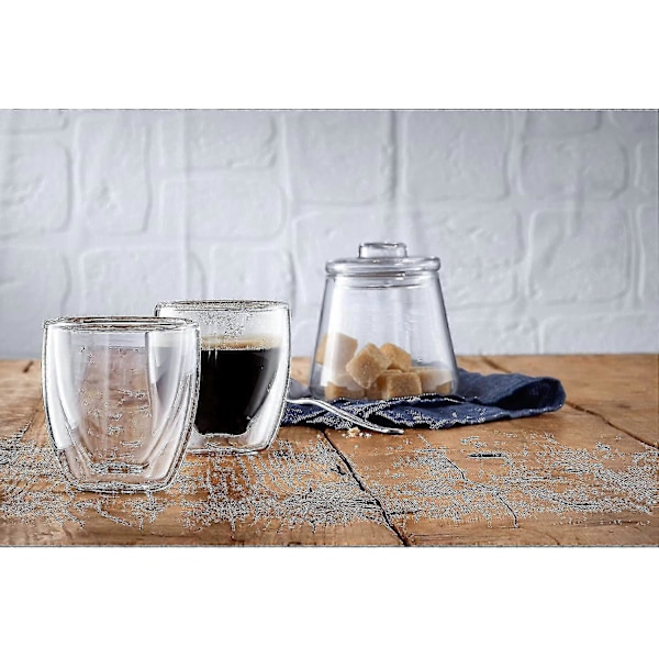 WMF Kult Kaksiseinäiset Espressokupit Lasisetti, Kaksiseinäiset Lasit 80 ml, Kelluva Efekti, Therma
