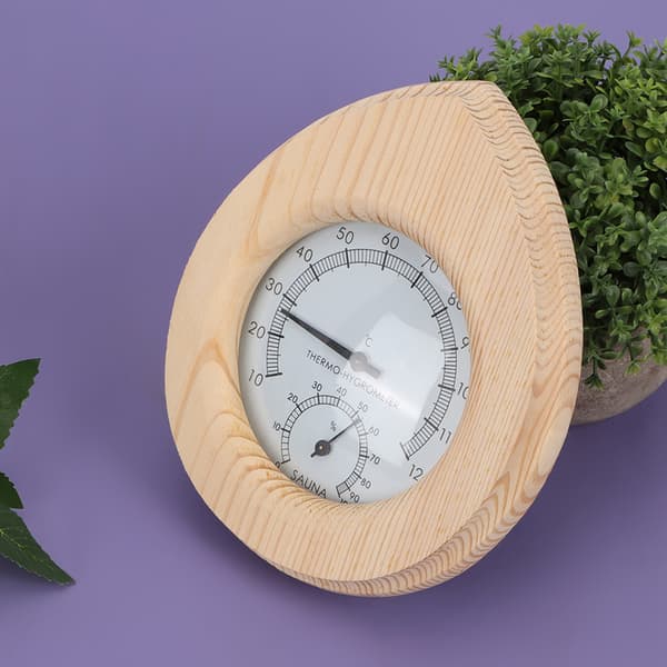 Dråbeformet 2-i-1 træ-termohygrometer termometer hygrometer dampbad sauna tilbehør