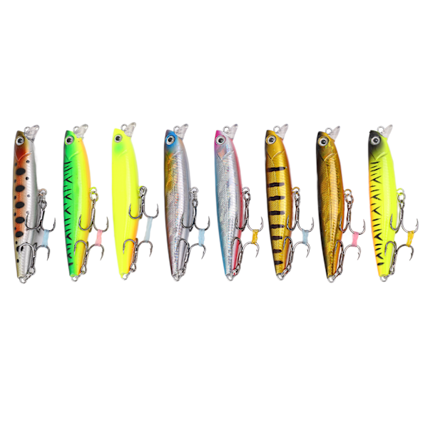 8 stk 8cm/14g Minnow fiske lokker synkende harde agn sett super lang kast VIB lokker for bass ørret abbor