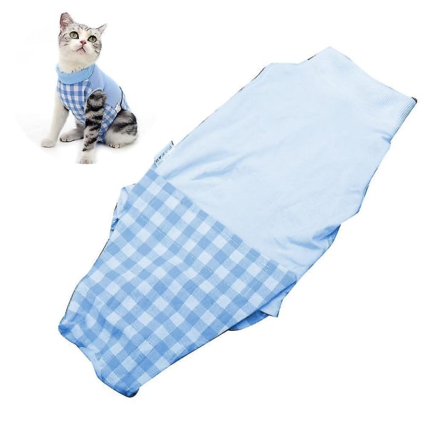 Blå katt kirurgisk återställningsdräkt