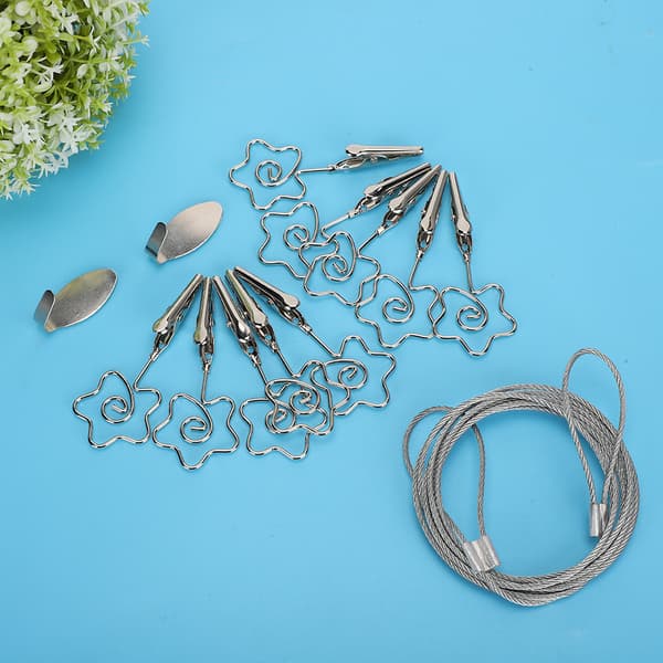 10 st fotosträngklämma bild vykort display hängare stål silver blomma sovrum väggdekor