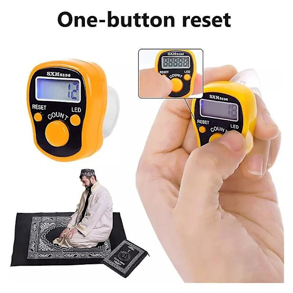 1 kpl Elektroninen sormilaskuri LED-digitaalilaskuri Manuaalinen nollattava digitaalinen laskuri Kierroslaskuri Rivin osoitinlaskuri Neulonta (Oranssi)