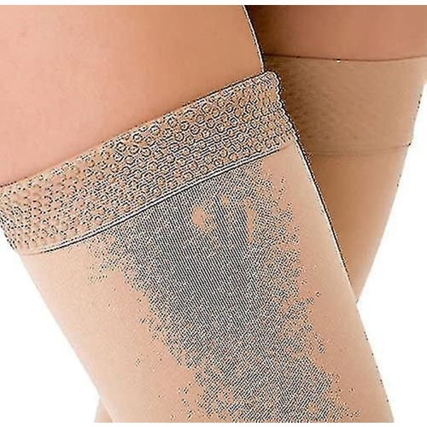Fotlösa kompressionsstrumpor till lårhöjd, 20-30 mmHg XL Beige