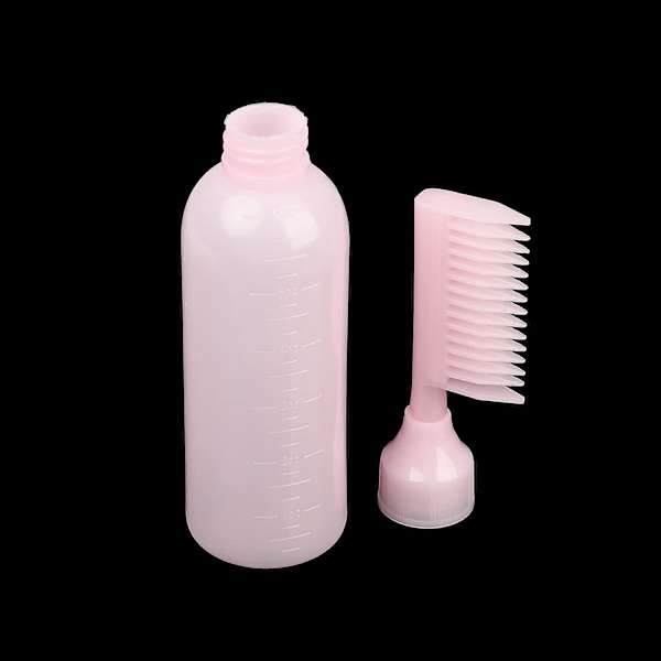 Root Comb Applicator Flaske - 2 Pak, Hårfarve Dispenser Flaske med Skala - Pink (til Hjemmesalon)