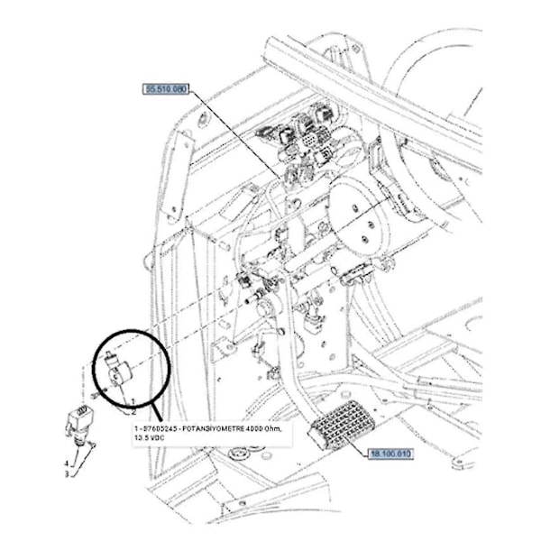 Potentiometer för ingenjörsmaskiner Positionssensor 87605247 87605245 kompatibel Traktor New TM TL70 TL80 TL90-B13