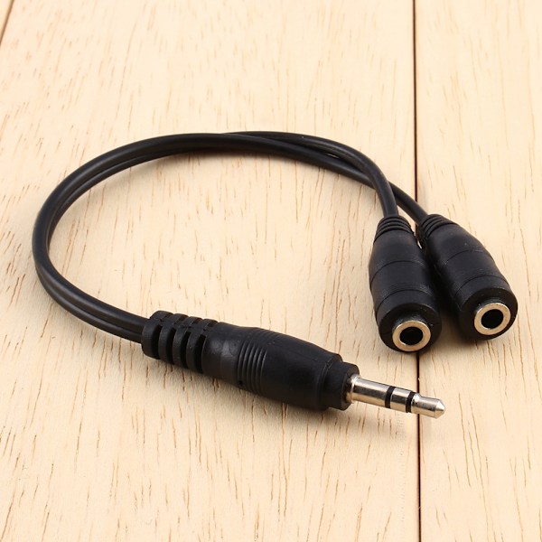 1 st 3,5 mm ljud Aux-kabel hane till 2x hona stereo förlängningssladd hörlurar Splitter