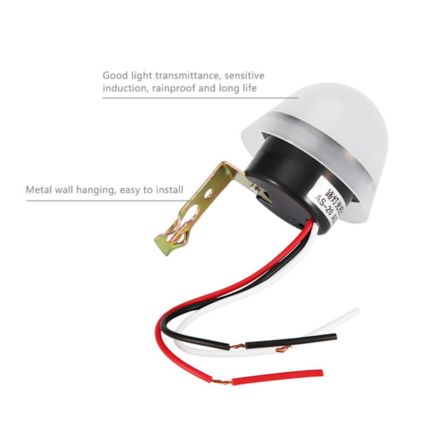Automatisk Auto On Off Fotocelle Gadelyskontakt DC AC 10A Sensorkontakt (12V)