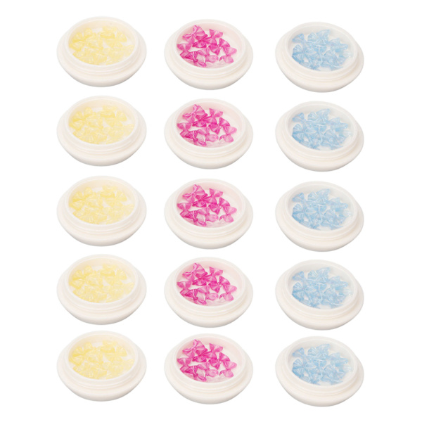 5 förpackningar nagelharts rosett tre färger glitter söt färgförändrad bärbar DIY nagelrosett tillbehör för manikyr