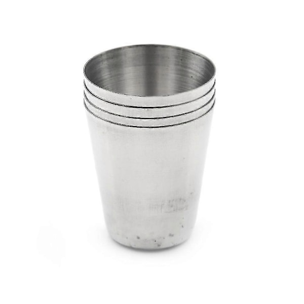 Nytt 4 stk Camping / Reise Rustfritt Stål Shotglass Sett
