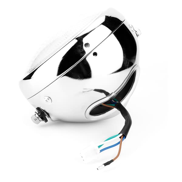 Universal Motorcykel Retro Silver Skal Vit Lins Strålkastare Framljus för GN125