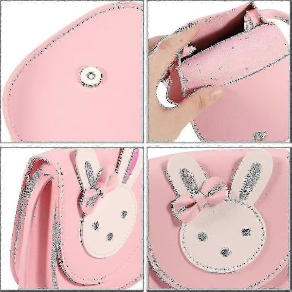 Skuldertaske til piger Crossbody taske Sød Kanin Pu Læder Håndtaske Tegneserie Dyr Mini Taske Til Førskolebørn Småbørn Baby Piger (pink) 1 stk