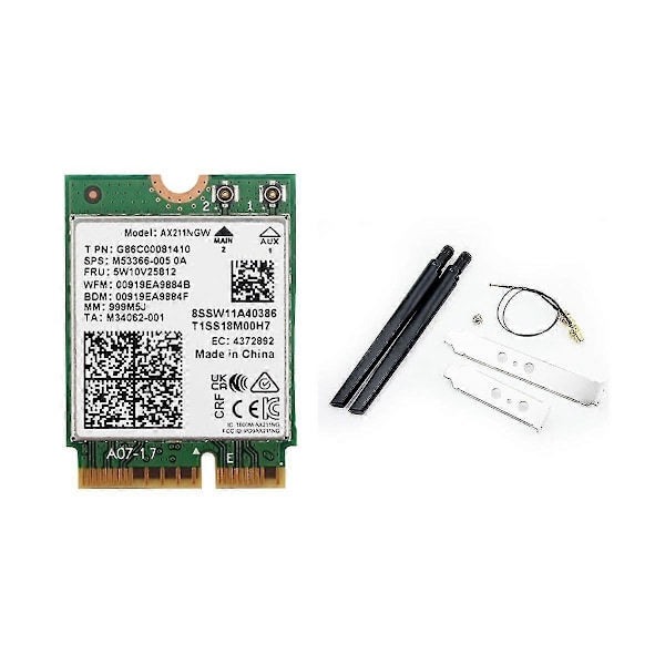 AX211NGW+Dual Antenn WiFi 6E M.2 Key E CNVio2 2.4Ghz/5Ghz Trådlöst Nätverkskort 802.11Ac Bluetooth