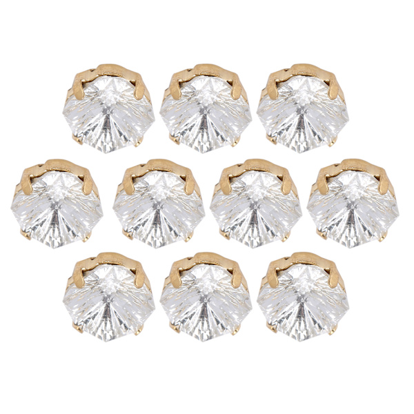 10 st symasklor diamant fett fyrkantig glas hög topp kläder tillbehör dekorationer K9 10mm vit